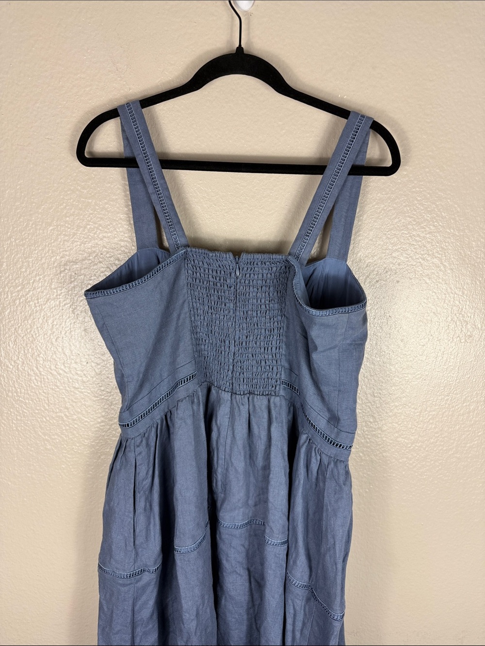 Reformation Everett Linen Dress in Cornflower Blue - Picture 9 of 10